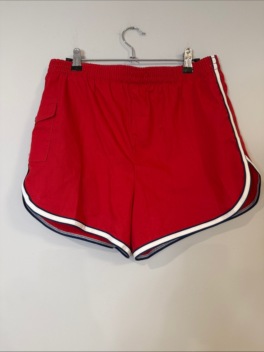 LAGUNA men’s vintage red swim trunks with black and white trim LINED